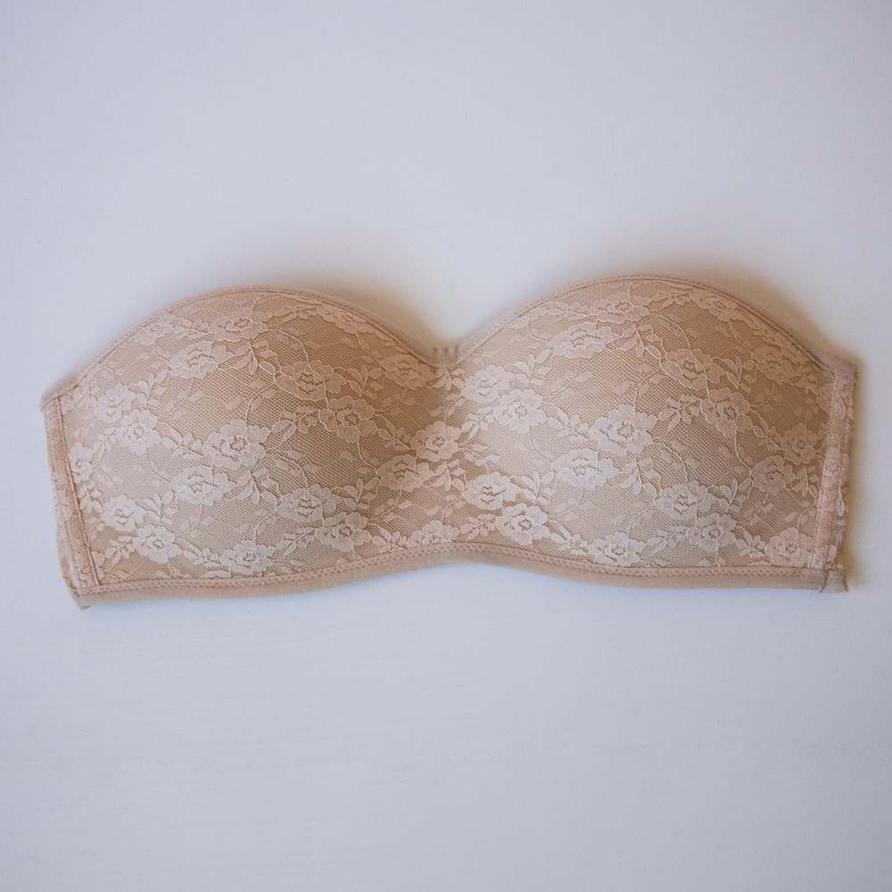 PINK Victoria's Secret Lace Strapless Bra - Beige